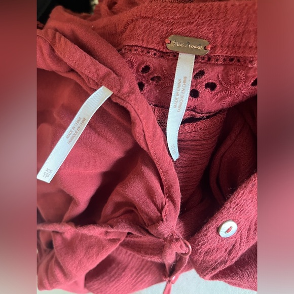 Free people deep brick red dress and slip. Size extra small. - Picture 7 of 7